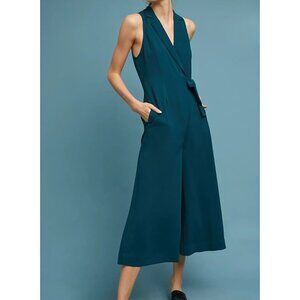 Anthropologie Maeve Womens 6 Seymour Tie waist Jumpsuit in Teal Sleeveless